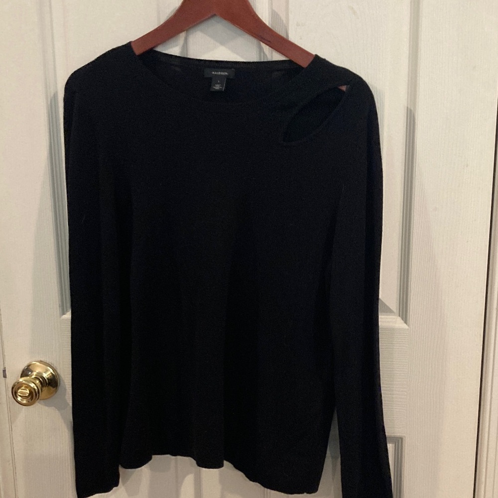 Halogen for Nordstrom Black Side Keyhole Sweater